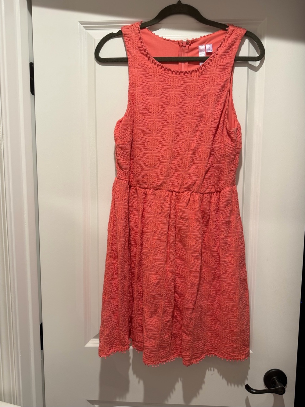 Coral Textured Sleeveless Dress